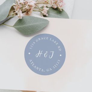 Dusty Blue Wedding Invitation Return Address Label