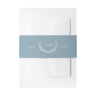 Dusty Blue Wedding Invitation Suite Belly Band Invitation Belly Band
