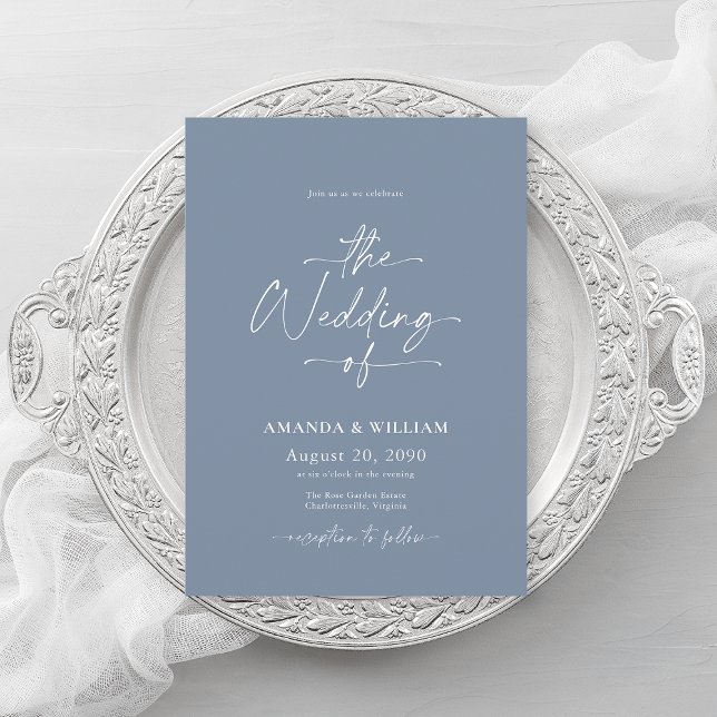 Dusty Blue Wedding Invitation with QR Code (Creator Uploaded)
