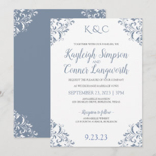Dusty Blue Wedding Invitations Elegant & Vintage