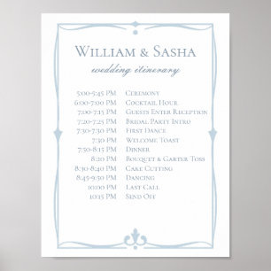 Dusty Blue Wedding Itinerary  Poster