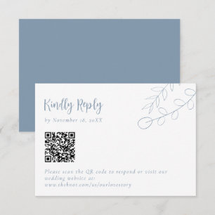 Dusty Blue Wedding Kindly Reply Boho QR Code RSVP Card