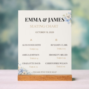 Dusty Blue Wedding Luxury Ribbon Invitation Acrylic Sign