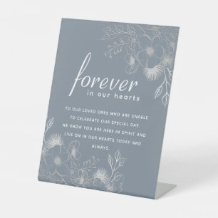 Dusty Blue Wedding Memorial Pedestal Sign