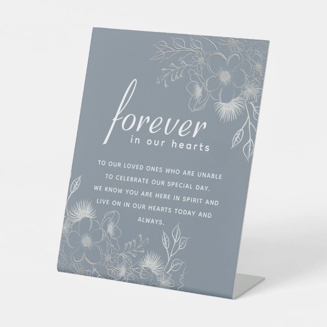 Dusty Blue Wedding Memorial Pedestal Sign (Front)