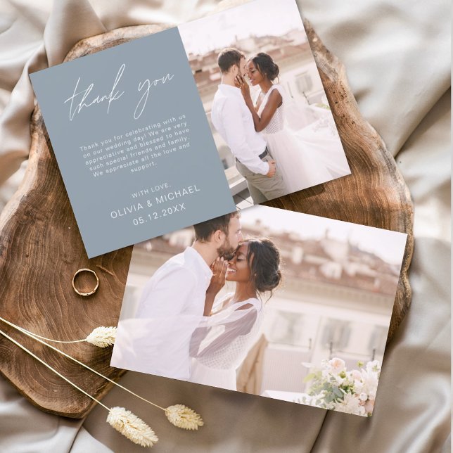 Dusty Blue Wedding Minimalist Thank You Cards (Creator Uploaded)