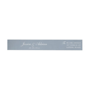 Dusty Blue Wedding Minimalist Wrap Around Label