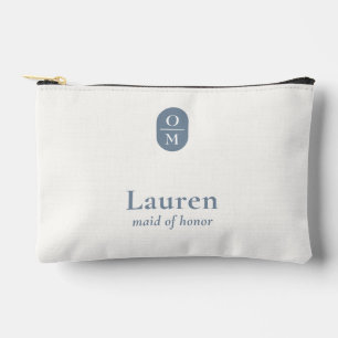 Dusty Blue   Wedding Monogram Bridesmaid Gift  Accessory Pouch