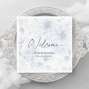 Dusty Blue Wedding Napkin – Welcome