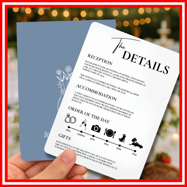 Dusty Blue Wedding Order of Events  Invitation (Creator Uploaded)