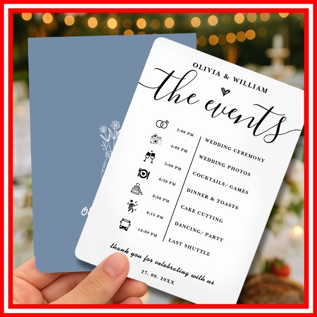 Dusty Blue Wedding Order of Events Program Invitation (Creator Uploaded)