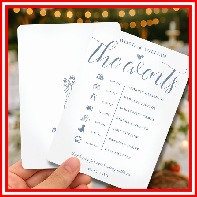 Dusty Blue Wedding Order of Events Program Invitation (Creator Uploaded)