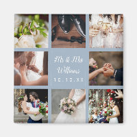 Dusty Blue Wedding Photo Collage Thank You