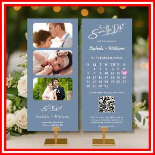 Dusty Blue Wedding Photo QR Code