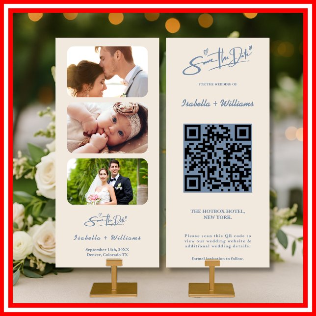 Dusty Blue Wedding Photo QR Code Elegant (Creator Uploaded)