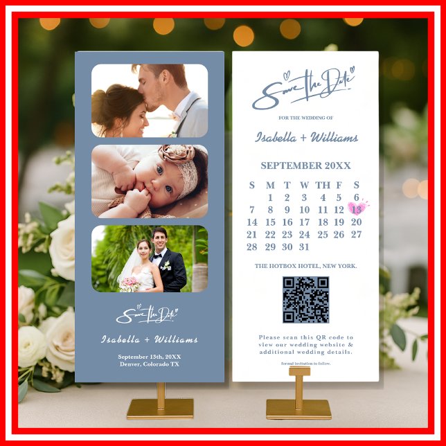 Dusty Blue Wedding Photo QR Code Elegant (Creator Uploaded)