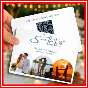 Dusty Blue Wedding   Photo QR Code Save The Date