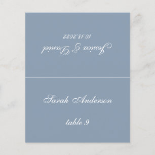 Dusty Blue Wedding Place Card - Printed Guest Name