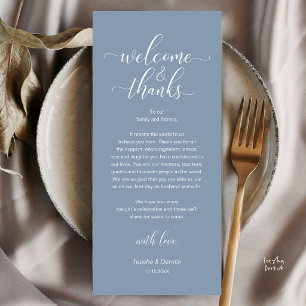 Dusty Blue Wedding Place Setting Thank You Card