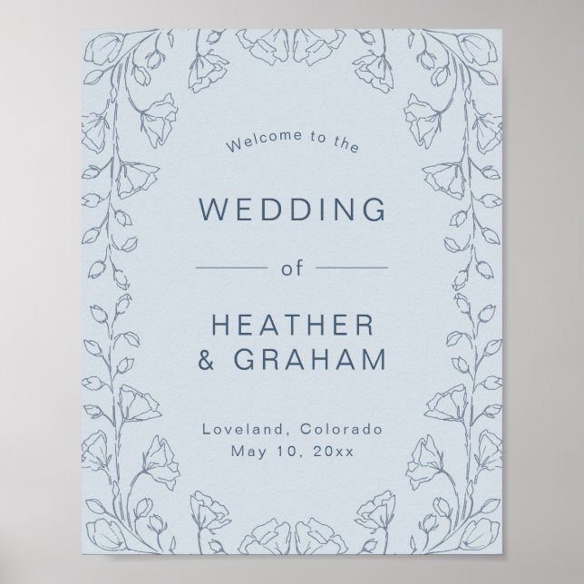 Dusty Blue Wedding Poster (Front)