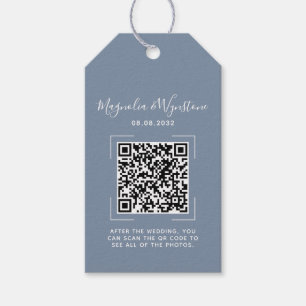 Dusty Blue Wedding QR Code Favour Tag