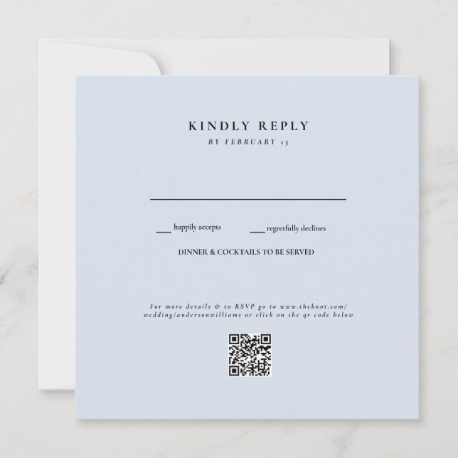 Dusty Blue Wedding QR Code II RSVP (Front)