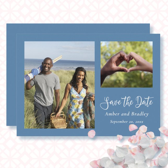 Dusty Blue Wedding QR Code Minimal Save the Date  Invitation (Creator Uploaded)
