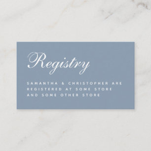 Dusty Blue Wedding Registry Simple Elegant Script Enclosure Card