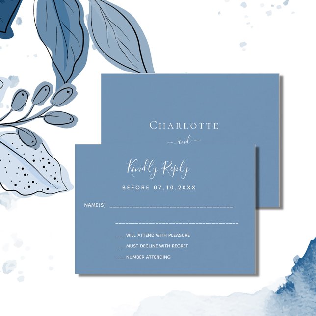 Dusty blue wedding response RSVP Card (Creator Uploaded)