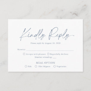 Dusty Blue Wedding RSVP Card