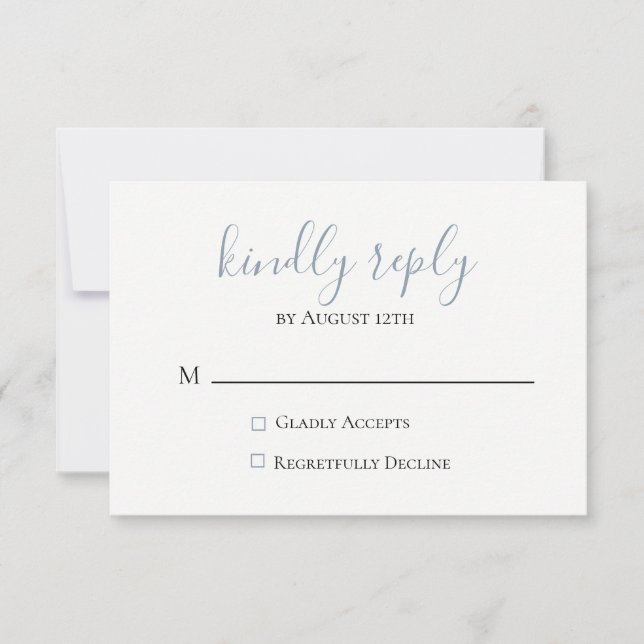 Dusty Blue Wedding RSVP Card (Front)