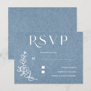 Dusty Blue Wedding RSVP Postcard
