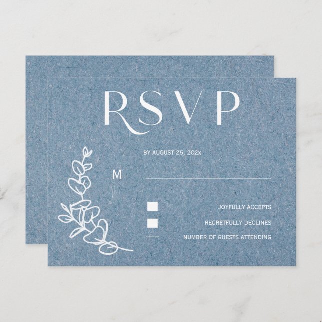 Dusty Blue Wedding RSVP Postcard (Front/Back)