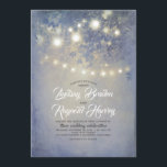 Dusty Blue Wedding | Rustic String Lights Invitation<br><div class="desc">Dusty blue rustic country lights wedding invitations</div>