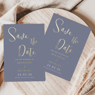 Dusty Blue Wedding Save The Date Palette Gold