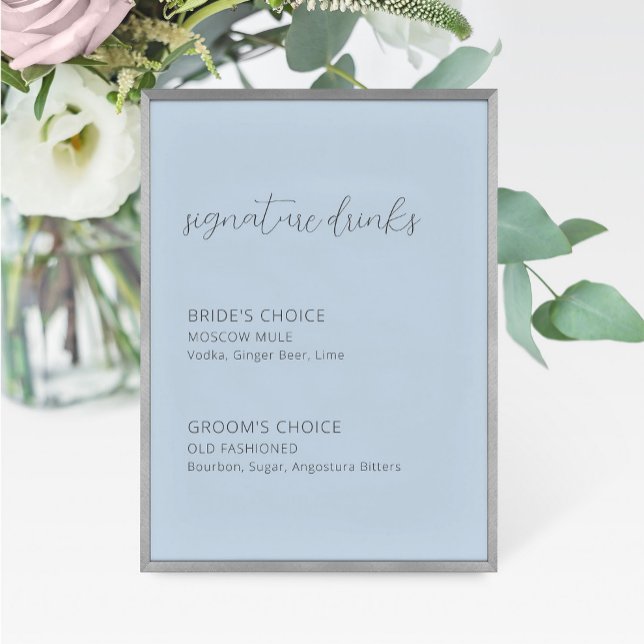 Dusty Blue Wedding Signature Drinks Sign (Creator Uploaded)