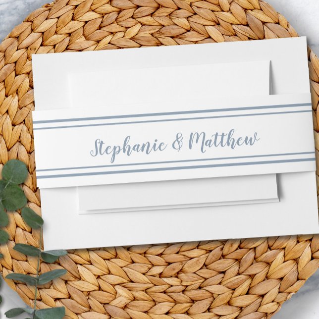 Dusty Blue Wedding Simple Chic Elegant Minimalist Invitation Belly Band (Creator Uploaded)