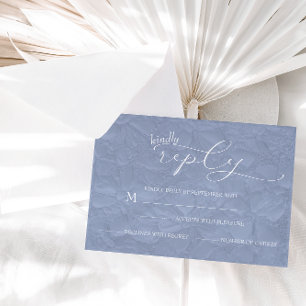 Dusty Blue Wedding Simple Chic RSVP Card
