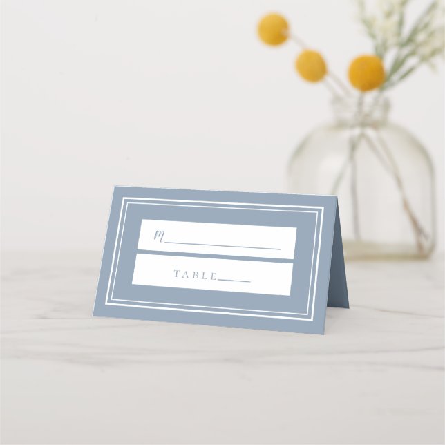 Dusty Blue Wedding Simple Modern Minimalist Guest Place Card (Front)