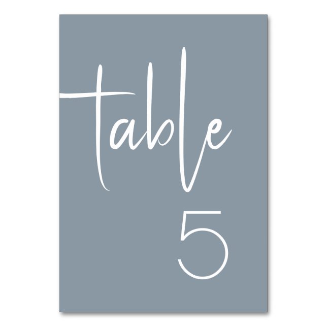 Dusty Blue Wedding Table Number (Front)