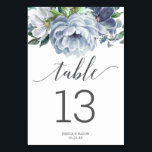 Dusty Blue Wedding Table Numbers Double Sided<br><div class="desc">Help your guests easily find their way with these lovely double sided table number cards. Easily edit the numbers,  names and date! This design features a beautiful dusty blue floral bouquet and elegant script font!</div>