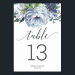 Dusty Blue Wedding Table Numbers Double Sided<br><div class="desc">Help your guests easily find their way with these lovely double sided table number cards. Easily edit the numbers,  names and date! This design features a beautiful dusty blue floral bouquet and elegant script font!</div>