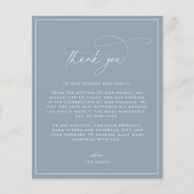 Dusty Blue Wedding Thank You Card (Front)