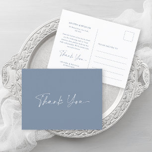 Dusty Blue Wedding Thank You Card 
