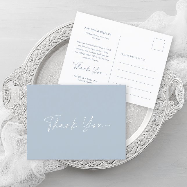 Dusty Blue Wedding Thank You Card  (Creator Uploaded)