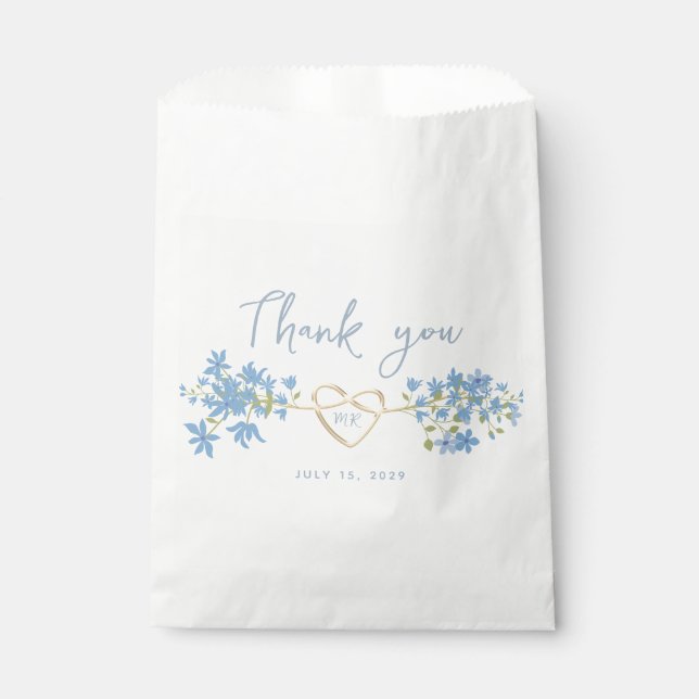 Dusty Blue Wedding Thank You Favour Bags (Front)