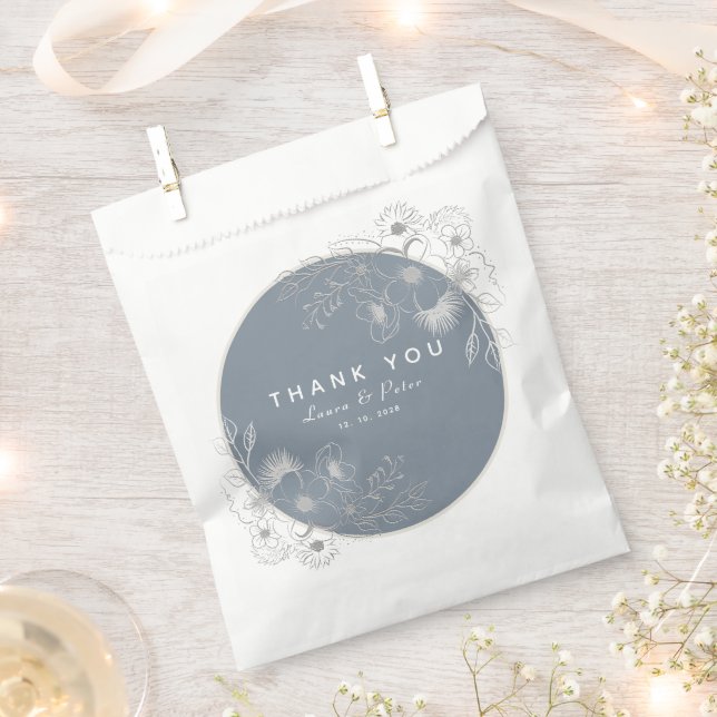 Dusty Blue Wedding Thank You Favour Bags (Clipped)