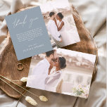 Dusty Blue Wedding Thank You Photo Simple Elegant<br><div class="desc">Wedding Thank You Cards that have a photo on the front and back. The Thank you cards contain a modern hand lettered cursive script typography that are elegant,  simple and modern to use after you wedding day celebration.</div>