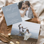 Dusty Blue Wedding Thank You Photo Wedding Card<br><div class="desc">Budget Wedding Thank You Cards that have a photo on the front and back. The Thank you cards contain a modern hand lettered cursive script typography that are elegant,  simple and modern to use after you wedding day celebration.</div>