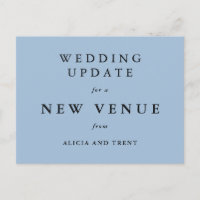 Dusty Blue Wedding Venue Change Update Card